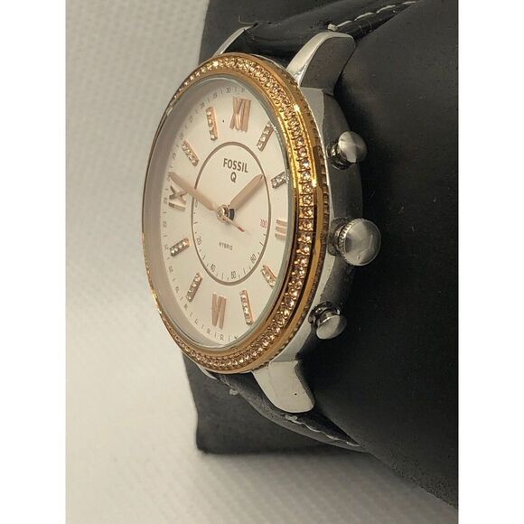 Fossil Q FTW5011 Women's Black Leather Analog White Dial Hybrid Smart Watch HK33 - Picture 2 of 9